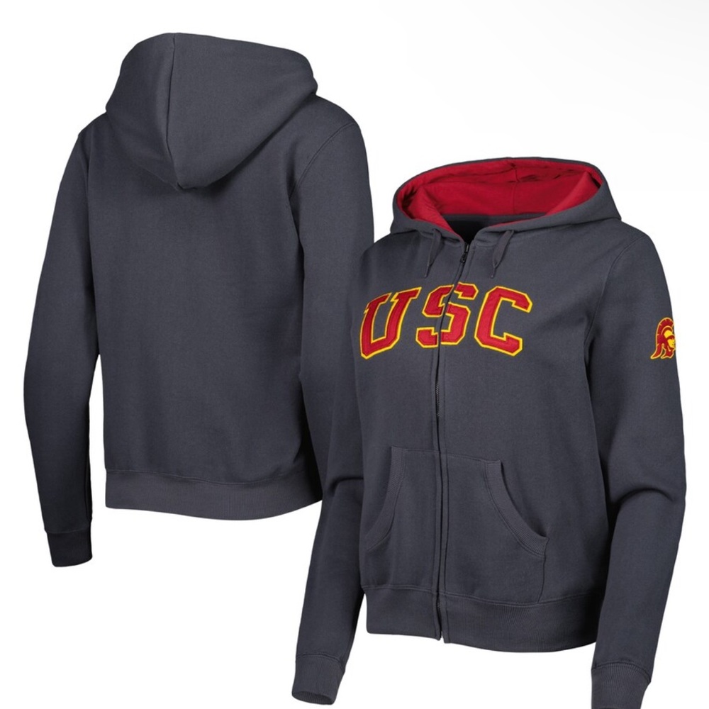 NWT Medium Trojans Colosseum Women's Arched Name Full Zip Hoodie